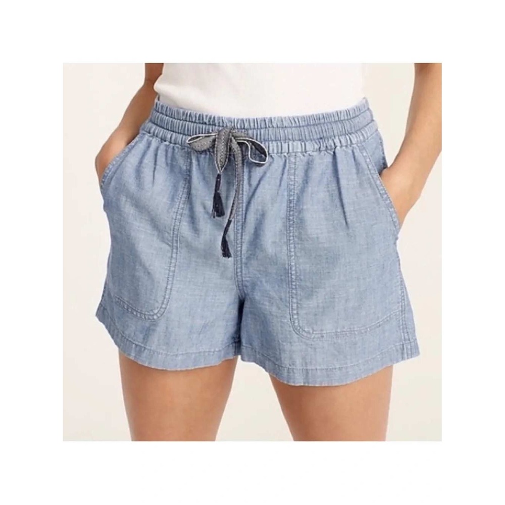 J.Crew Seaside Chambray Shorts Women's Small Drawstring Elastic Waist Pockets